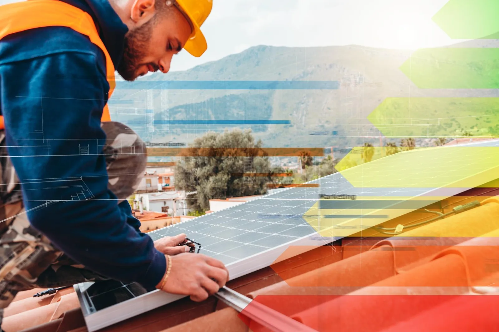 Équipe technique installant des panneaux photovoltaïques